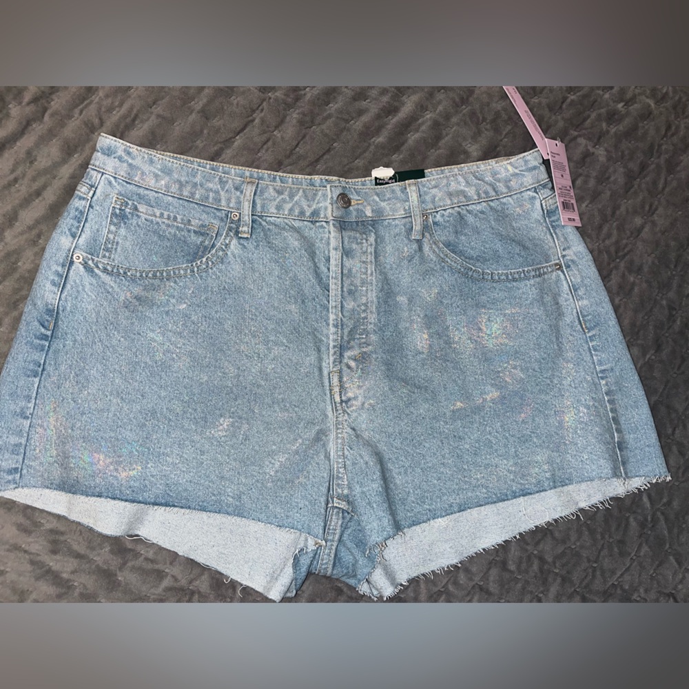 Wild Fable High Rise Raw Hem Iridescent Shine Jean Shorts 16